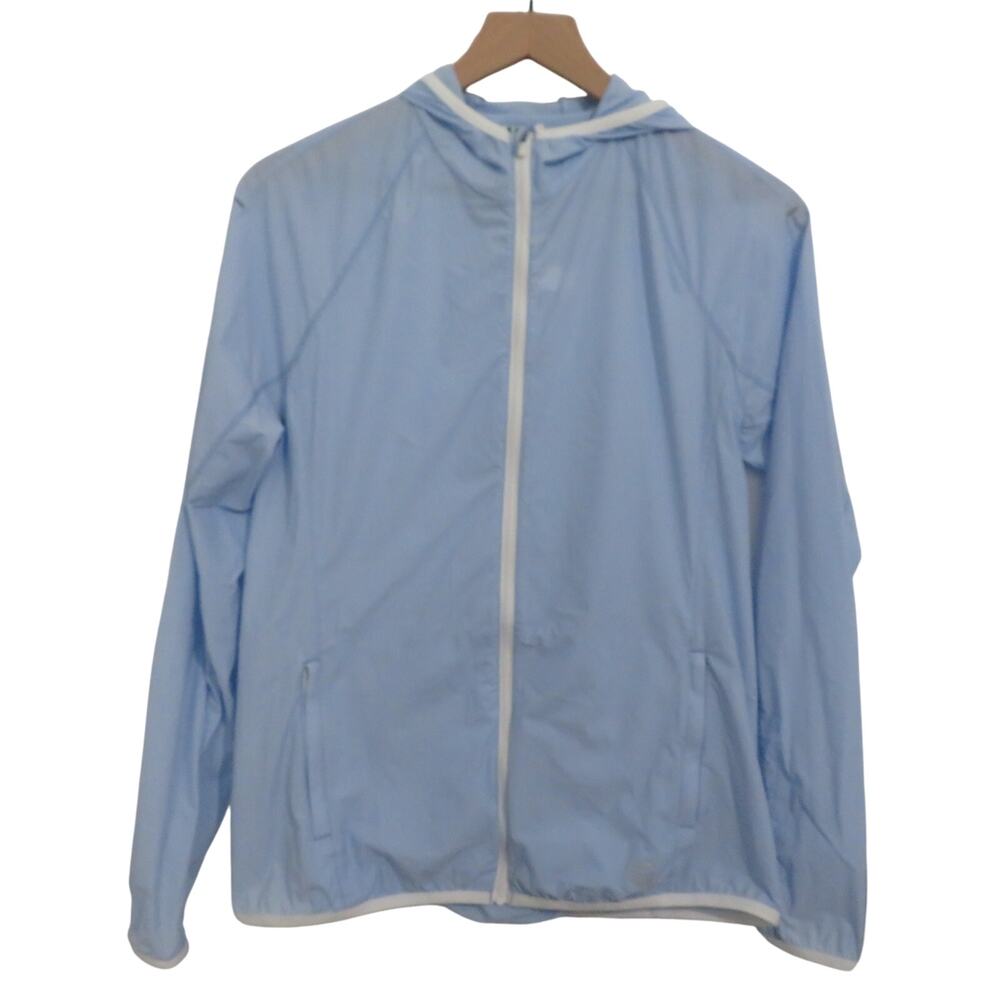 Tory Sport Womens Sz S Light Blue Lightweight Packable Nylon Jacket Ice Floe